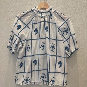Sesame SHAILY BLOUSE Blue White Shirt 8